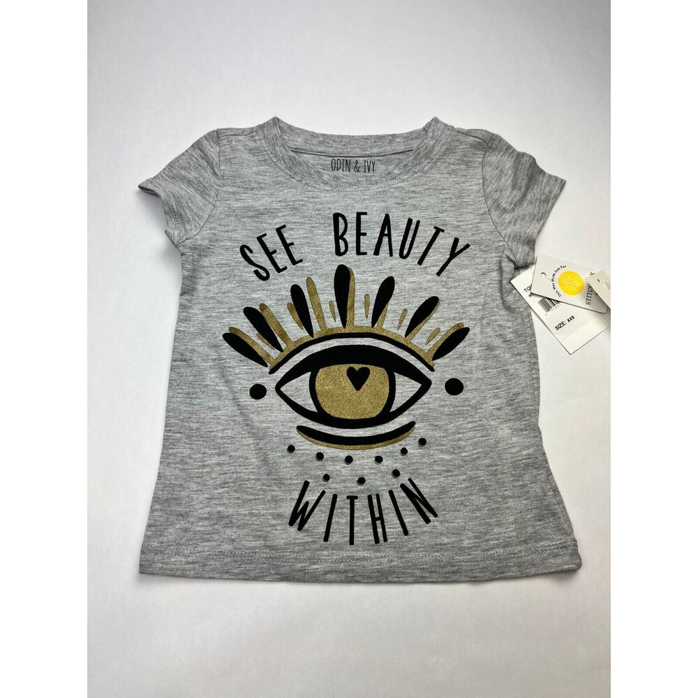 Odin & Ivy Stitch Fix Kids Girls See Beauty Within T Shirt Grey Size XXS